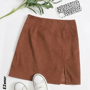 Split Hem Corduroy Mini Skirt